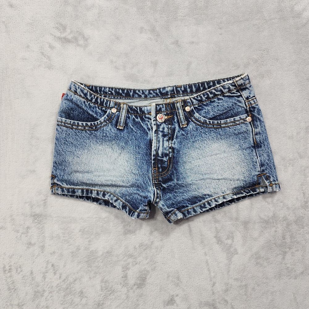 Wan Chun Jeans Shorts Womens 26 Blue Acid Wash Hot Pants Denim Casual Summer